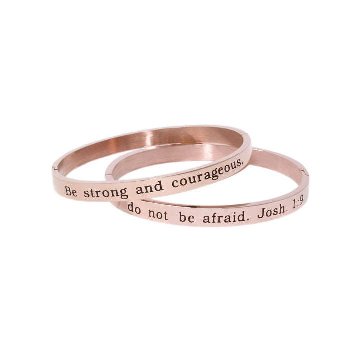 Be Strong And Courageous - Rose Gold Bangle Bracelet