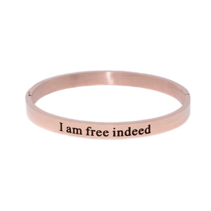 Rose Gold I AM FREE INDEED Bangle Bracelet