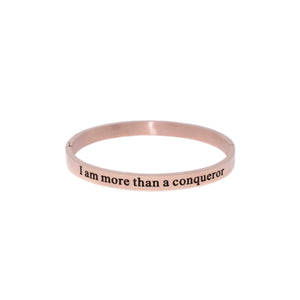 Rose Gold I AM MORE THAN A CONQUEROR Bangle Bracelet
