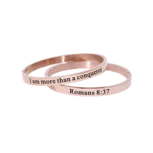 Rose Gold I AM MORE THAN A CONQUEROR Bangle Bracelet
