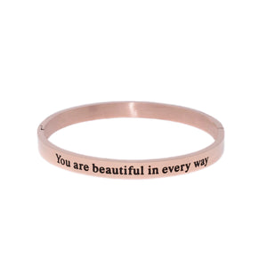 Rose Gold YOU ARE BEAUTIFUL Bangle Bracelet
