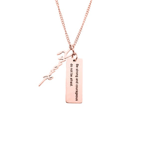 Rose Gold STRONG Necklace With Verse Tag