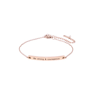 Rose Gold BE STRONG & COURAGEOUS Chain Bar Bracelet