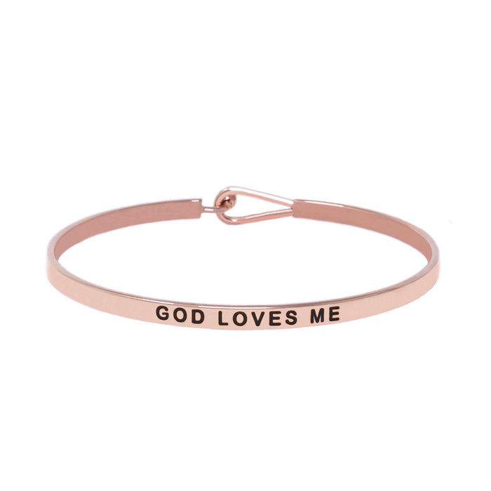 Rose Gold GOD LOVES ME Thin Hook Bracelet