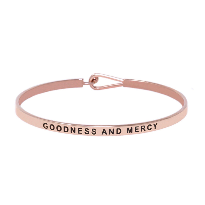 Rose Gold GOODNESS AND MERCY Thin Hook Bracelet