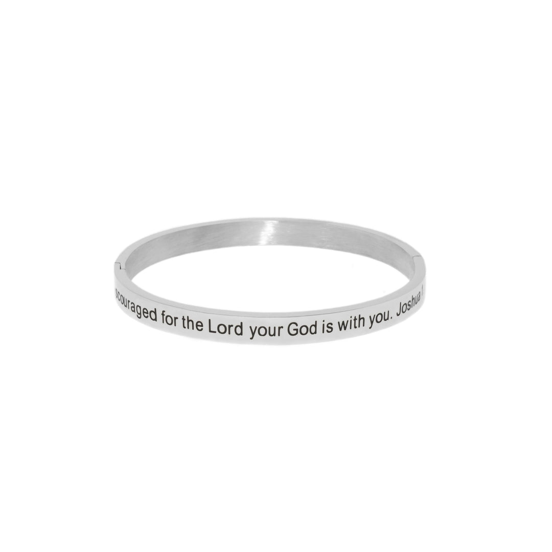 Be Strong And Courageous - Silver Bangle Bracelet