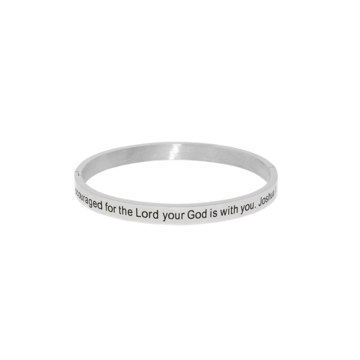 Be Strong And Courageous - Silver Bangle Bracelet