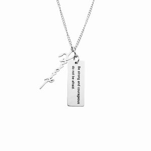 Silver STRONG Necklace With Verse Tag