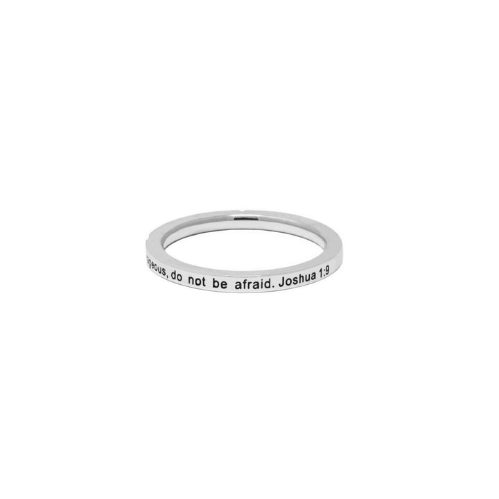 Silver BE STRONG CZ Ring