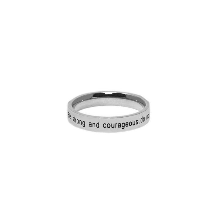Silver BE STRONG Double CZ Ring