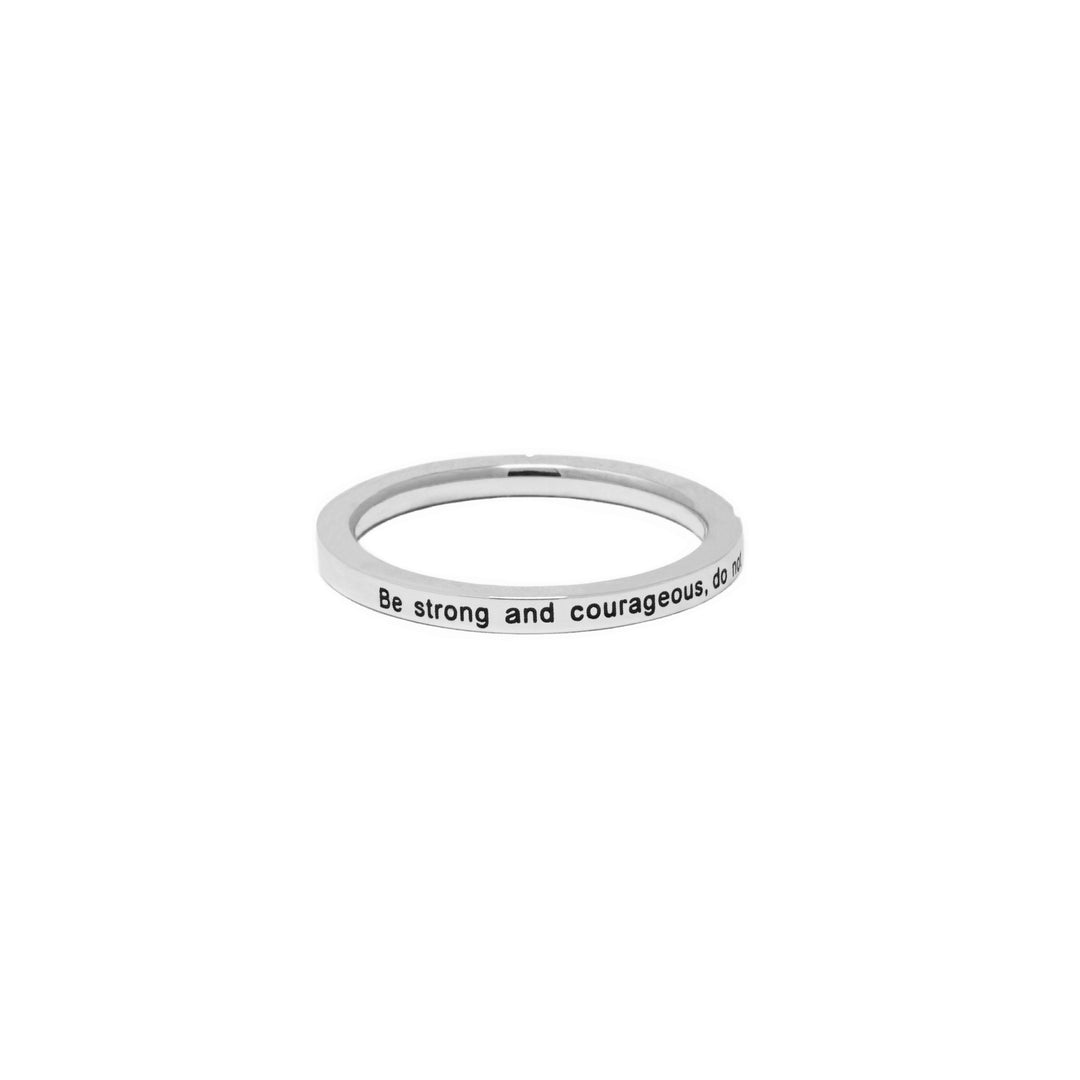 Silver BE STRONG CZ Ring