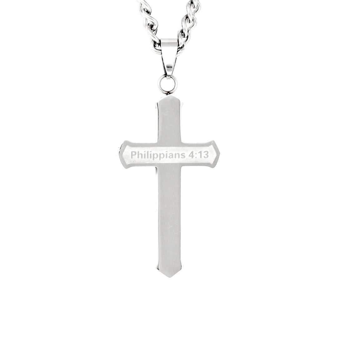 I Can Do All Things - Silver Etched Cross Necklace