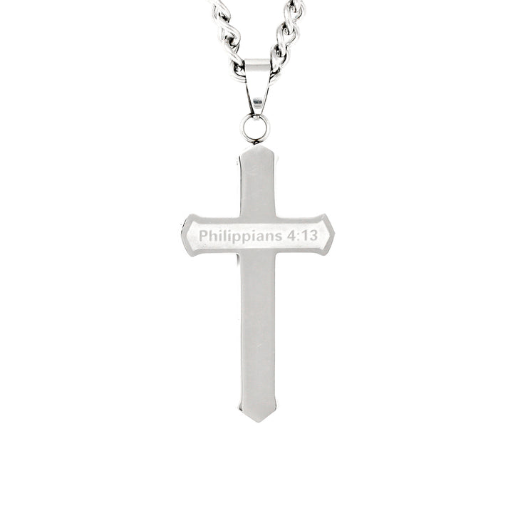 I Can Do All Things - Silver Etched Cross Necklace