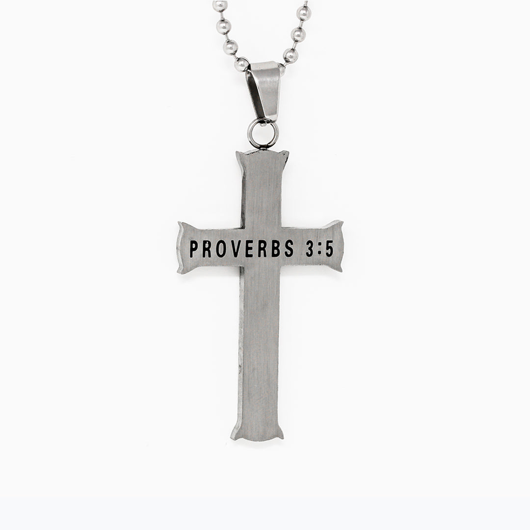 Silver TRUST IN THE LORD Iron Cross Necklace