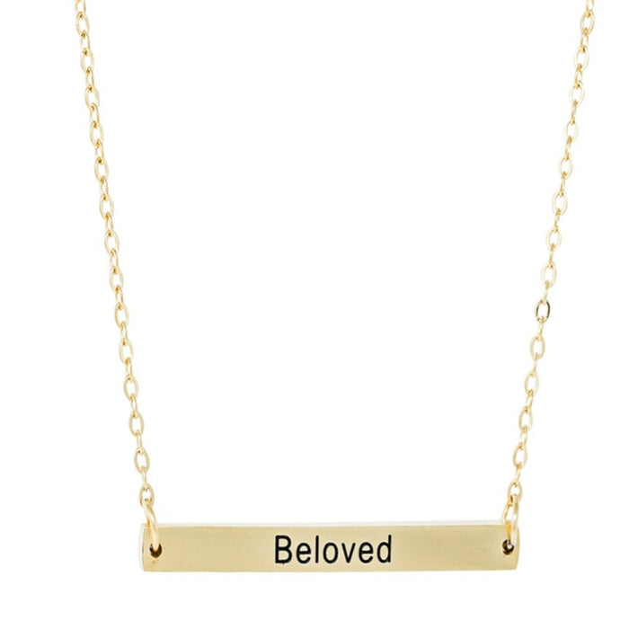 Gold BELOVED Bar Necklace