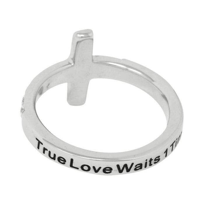Silver Cross TRUE LOVE WAITS CZ Ring