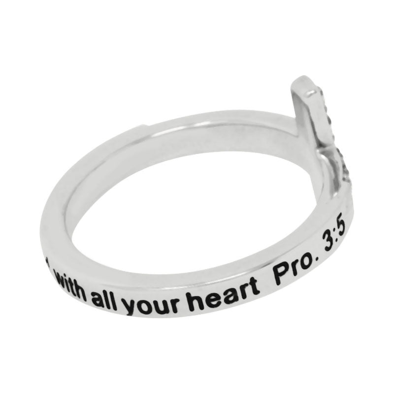 Trust In The Lord Diamond CZ Cross - Ring