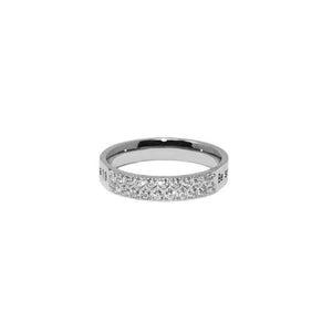Silver BE STRONG Double CZ Ring