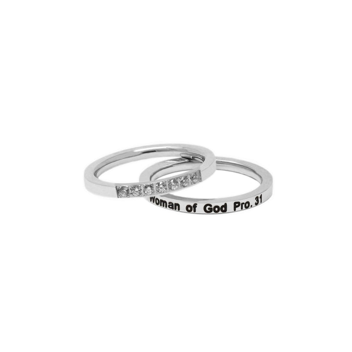 Silver WOMAN OF GOD CZ Ring