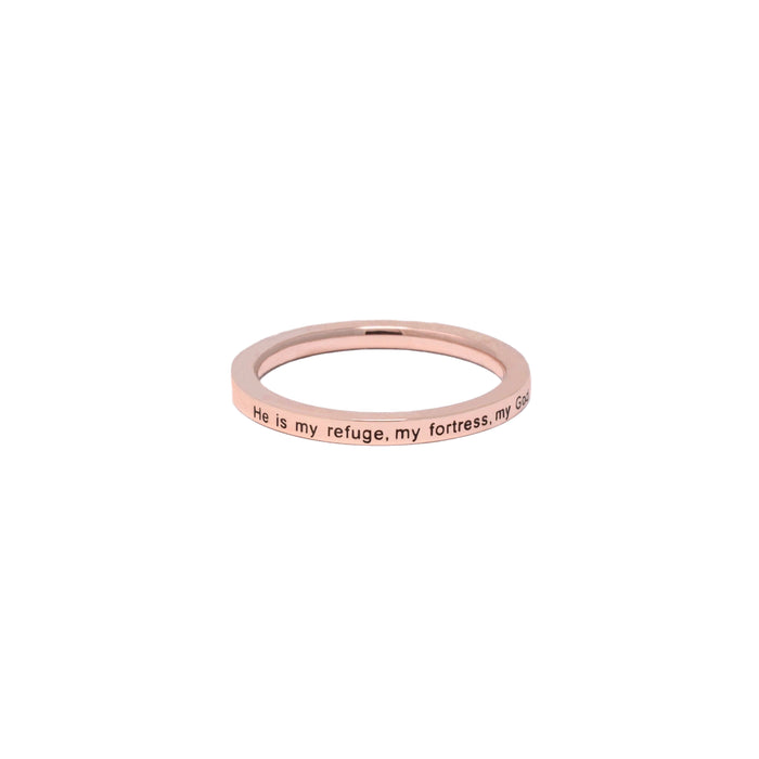 Rose Gold HE IS MY REFUGE Ring