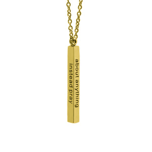 Gold DON'T WORRY Vertical Bar Necklace