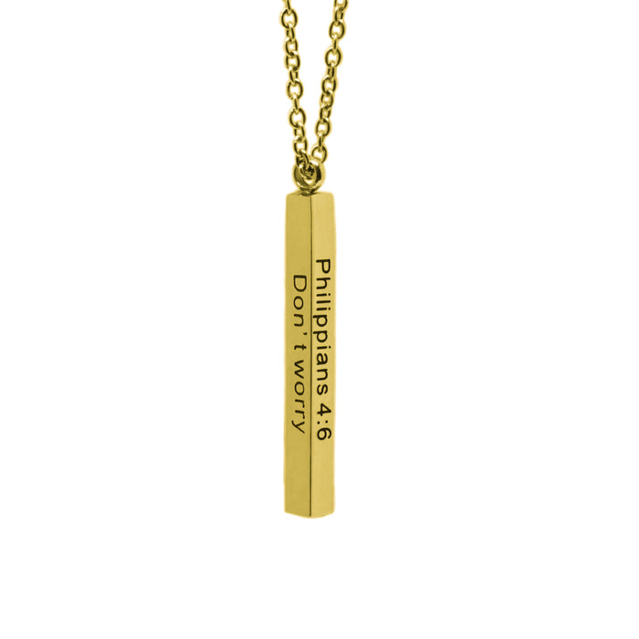 Gold DON'T WORRY Vertical Bar Necklace