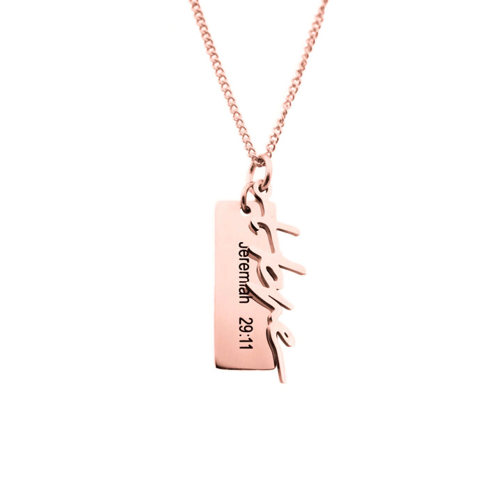 Rose Gold HOPE Necklace With Verse Tag