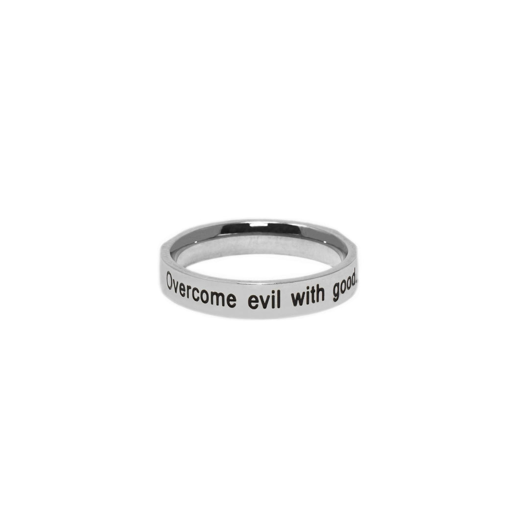 Overcome Evil With Good - Silver Double CZ Ring