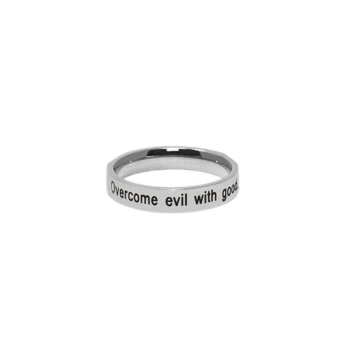 Overcome Evil With Good - Silver Double CZ Ring