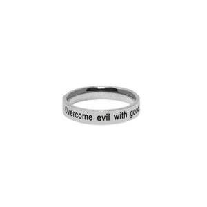 Silver OVERCOME EVIL WITH GOOD Double CZ Ring