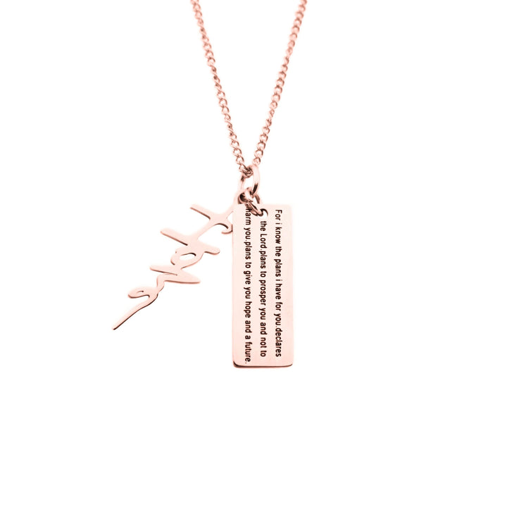 Rose Gold HOPE Necklace With Verse Tag