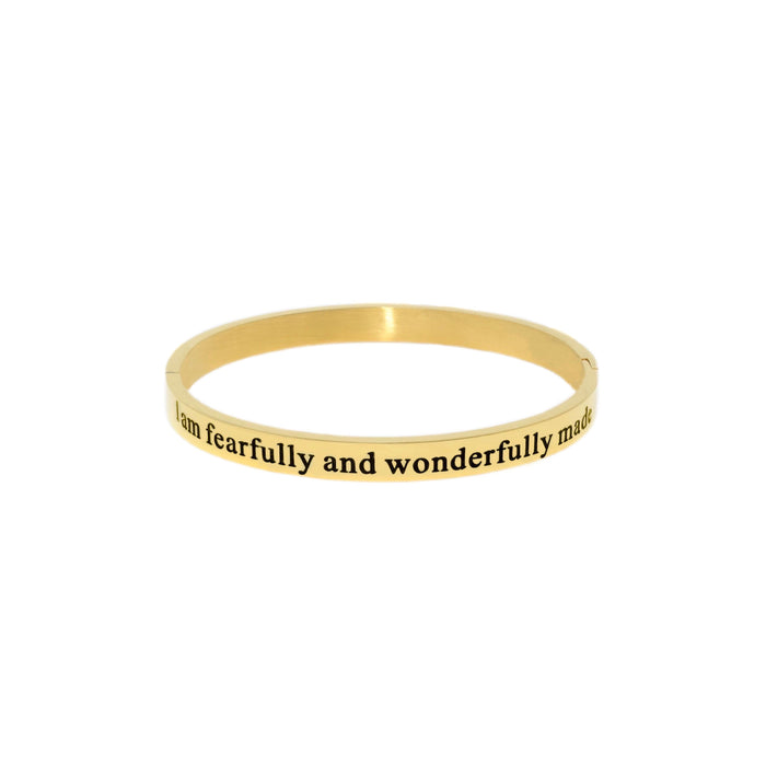 Gold I AM FEARFULLY & WONDERFULLY MADE Bangle Bracelet