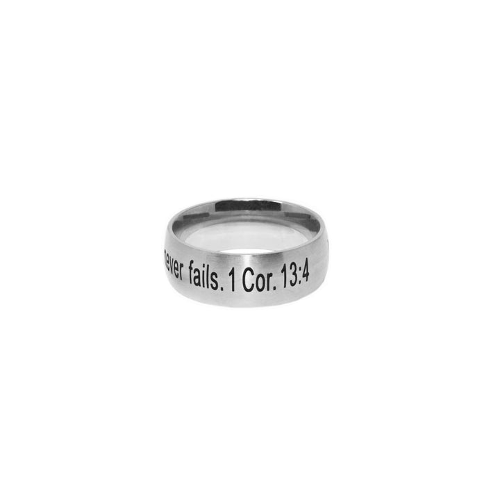 Silver LOVE IS PATIENT Thick Band