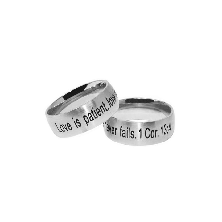 Silver LOVE IS PATIENT Thick Band