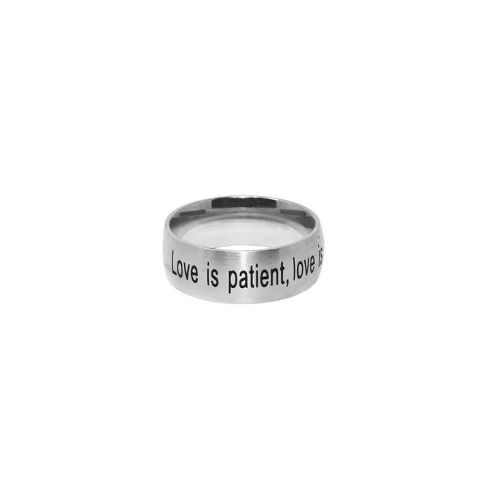 Silver LOVE IS PATIENT Thick Band