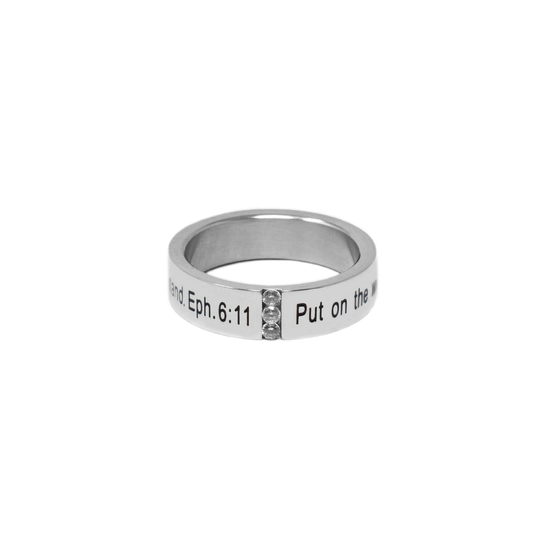 Put On The Whole Armor Of God - Silver 3 Stone Ring