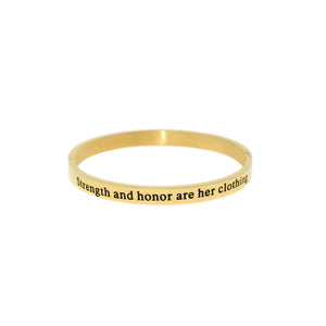 Gold STRENGTH & HONOR Bangle Bracelet
