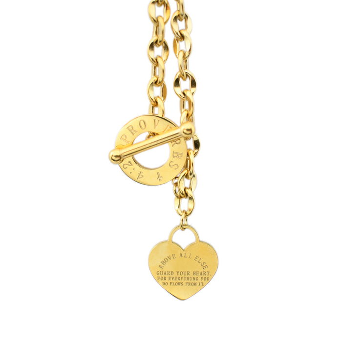Gold ABOVE ALL ELSE Heart Charm Bracelet