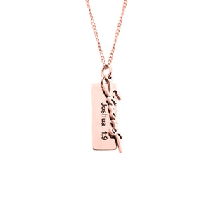 Rose Gold STRONG Necklace With Verse Tag